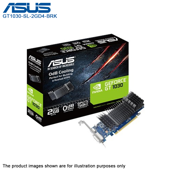 ASUS GeForce GT 1030 2GB DDR4 HDMI DVI 0dB Silent Cooling GT1030-SL-2GD4-BRK Graphic Card - Low Prof